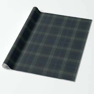 Elegante Navy Blue en Green Plaid Kerstmis Cadeaupapier