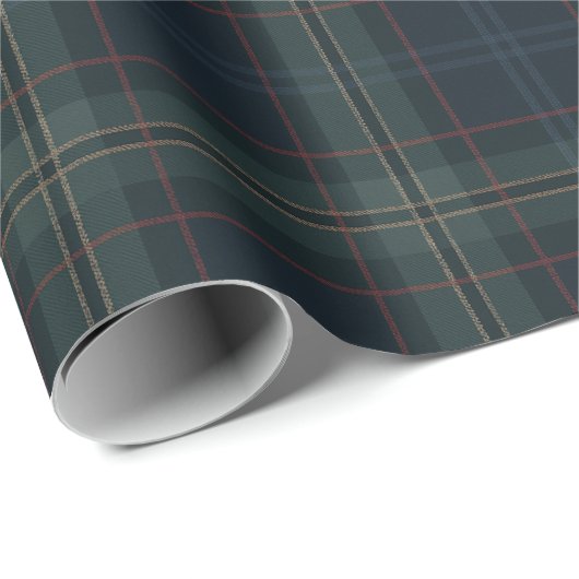 Elegante Navy Blue en Green Plaid Kerstmis Cadeaupapier (Rol Hoek)