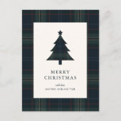 Elegante Navy Blue en Green Plaid Kerstmis Feestdagenkaart (Voorkant)
