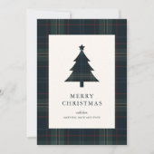 Elegante Navy Blue en Green Plaid Kerstmis Feestdagenkaart (Voorkant)