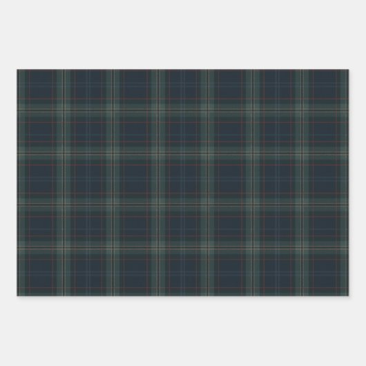 Elegante Navy Blue en Green Plaid Kerstmis Inpakpapier Vel (Voorkant 2)