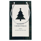 Elegante Navy Blue en Green Plaid Kerstmis Klein Cadeauzakje (Achterkant)
