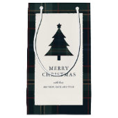 Elegante Navy Blue en Green Plaid Kerstmis Klein Cadeauzakje (Voorkant)