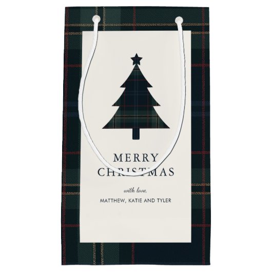 Elegante Navy Blue en Green Plaid Kerstmis Klein Cadeauzakje