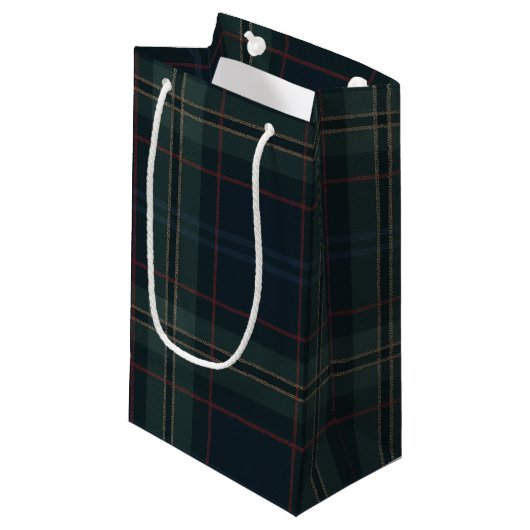 Elegante Navy Blue en Green Plaid Kerstmis Klein Cadeauzakje (Voorkant Gekanteld)