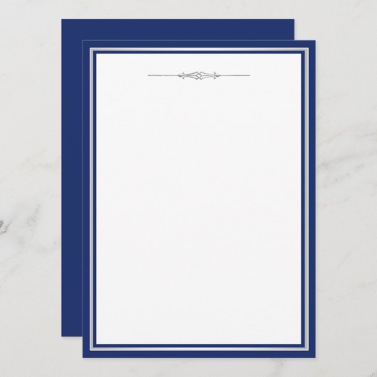 Elegante Navy Blue en Silver Invitation Sjabloon Kaart (Voorkant / Achterkant)