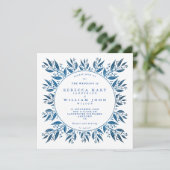 Elegante Navy Blue faux folie groen bruiloft Kaart (Staand voorkant)