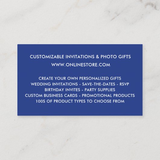 Elegante Navy Blue Faux Glitter Drips Online Store Visitekaartje (Achterkant)