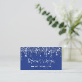 Elegante Navy Blue Faux Glitter Drips Online Store Visitekaartje (Staand voorkant)