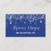 Elegante Navy Blue Faux Glitter Drips Online Store Visitekaartje (Voorkant)