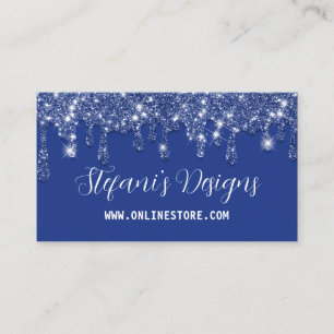 Elegante Navy Blue Faux Glitter Drips Online Store Visitekaartje