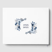 Elegante Navy Blue Floral 50ste bruiloft Jubileum Gastenboek (Achterkant)