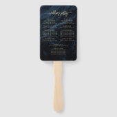 Elegante Navy Blue Floral Agaat Wedding Program Handwaaier (Achterkant)