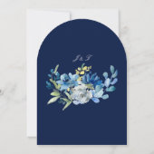 Elegante Navy Blue Floral Arch Evening Kaart (Achterkant)