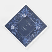 Elegante Navy Blue Floral bruiloft servetten (Hoek)