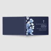 Elegante Navy Blue Floral Christelijke begrafenis Gastenboek (Volledig)
