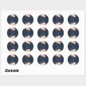 Elegante Navy Blue Floral Fall Wedding Welkom Ronde Sticker (Vel)