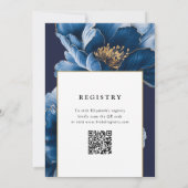 Elegante Navy Blue Floral QR Code Vrijgezellenfees Kaart (Achterkant)