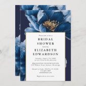 Elegante Navy Blue Floral QR Code Vrijgezellenfees Kaart (Voorkant / Achterkant)