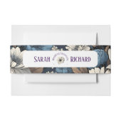 Elegante Navy Blue Floral Rustic Wedding Uitnodigingen Wikkel (Voorkant Voorbeeld)