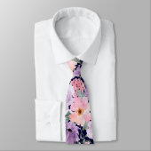 Elegante Navy Blue Floral Waterverf bruiloft Stropdas (Gebonden)