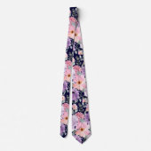 Elegante Navy Blue Floral Waterverf bruiloft Stropdas (Achterkant)