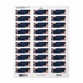 Elegante Navy Blue Floral Wedding Return Adres Etiket (Full Sheet)