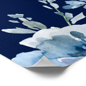 Elegante Navy Blue Floral Welkom op onze bruiloft Poster (Hoek)