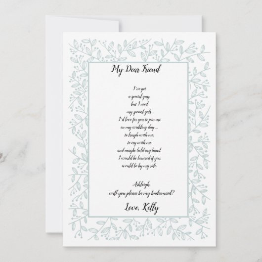 Elegante Navy Blue Floral wordt mijn bruidsmeisje Kaart (Voorkant)