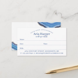 Elegante Navy & Blue Geode Gold Glitter Agaat Afsprakenkaartje