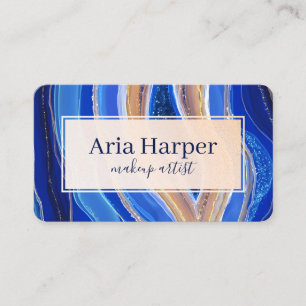 Elegante Navy & Blue Geode Gold Glitter Agaat Visitekaartje