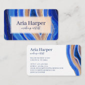 Elegante Navy & Blue Geode Gold Glitter Agaat Visitekaartje (Voorkant / Achterkant)