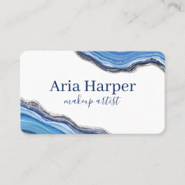 Elegante Navy & Blue Geode Gold Glitter Agaat Visitekaartje