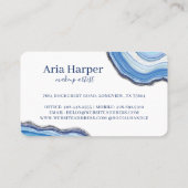 Elegante Navy & Blue Geode Gold Glitter Agaat Visitekaartje (Achterkant)