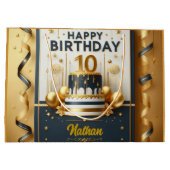 Elegante Navy Blue & Gold 10e verjaardag Groot Cadeauzakje (Achterkant)