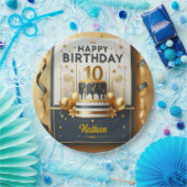 Elegante Navy Blue & Gold 10e verjaardag Papieren Bordje (Feest)