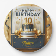 Elegante Navy Blue & Gold 10e verjaardag