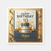 Elegante Navy Blue & Gold 10e verjaardag Servet (Voorkant)