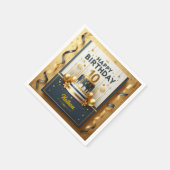 Elegante Navy Blue & Gold 10e verjaardag Servet (Hoek)