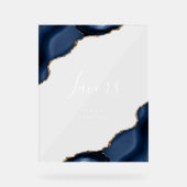 Elegante Navy Blue Gold Agaat bruiloft gunsten Acryl Bord (Voorkant)