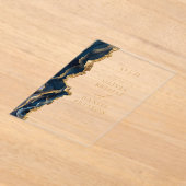 Elegante Navy Blue Gold Agaat bruiloft monogram Acryl Uitnodigingen (Laagn)