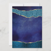 Elegante Navy Blue & Gold Agaat trouwrepetitie Kaart (Achterkant)