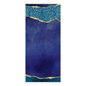 Elegante Navy Blue & Gold Agaat Wedding Menu (Achterkant)