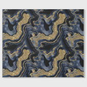 Elegante Navy Blue & Gold Glitter Agaat Verjaardag Cadeaupapier (Vlak)