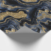 Elegante Navy Blue & Gold Glitter Agaat Verjaardag Cadeaupapier (Hoek)