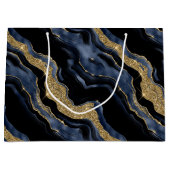 Elegante Navy Blue & Gold Glitter Agaat Verjaardag Groot Cadeauzakje (Voorkant)