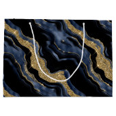 Elegante Navy Blue & Gold Glitter Agaat Verjaardag Groot Cadeauzakje (Achterkant)