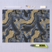 Elegante Navy Blue & Gold Glitter Agaat Verjaardag Tissuepapier (Craft)