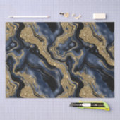 Elegante Navy Blue & Gold Glitter Agaat Verjaardag Tissuepapier (Craft)