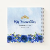 Elegante Navy Blue Gold Glitter Floral Quinceañera Notitieboek (Achterkant)
